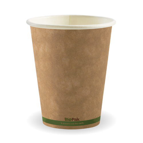 12oz Kraft Green Stripe Single Wall Coffee Cup