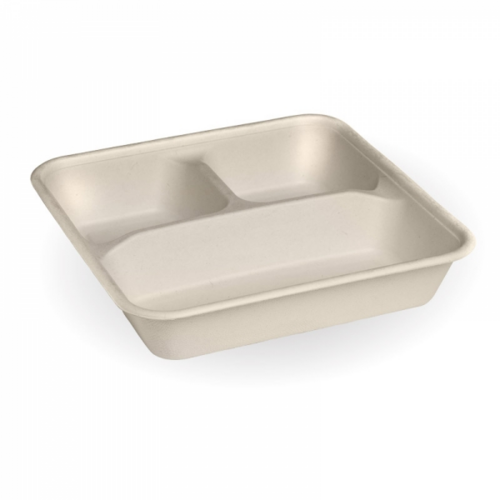 Three Compartment Large Natural Takeaway Tray