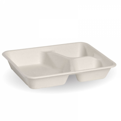 Three Compartment White Takeaway Tray