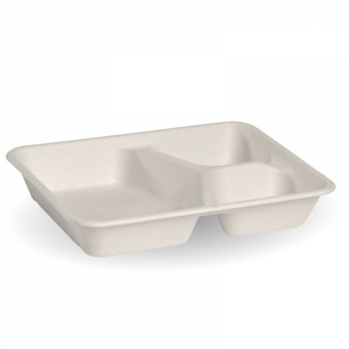 Three Compartment White Takeaway Tray - PK