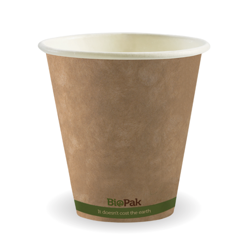 BioCup 8oz Kraft Green Stripe Single Wall Cup