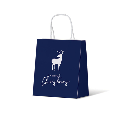 Gift Bag Toddler Blue with White Reindeer