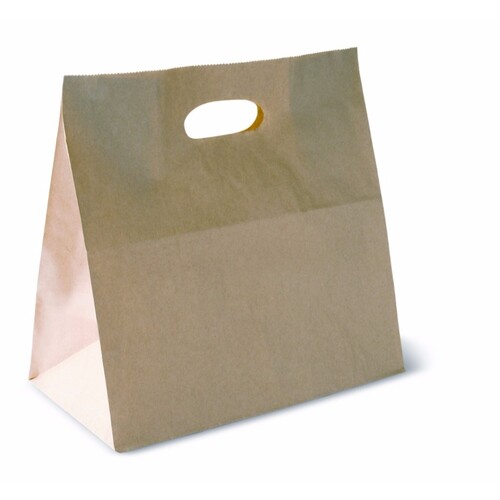 Paper Bag Flat Bottom with D-Handle Brown