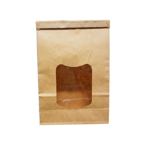 Window Tin-Tie Paper Bag Large Brown