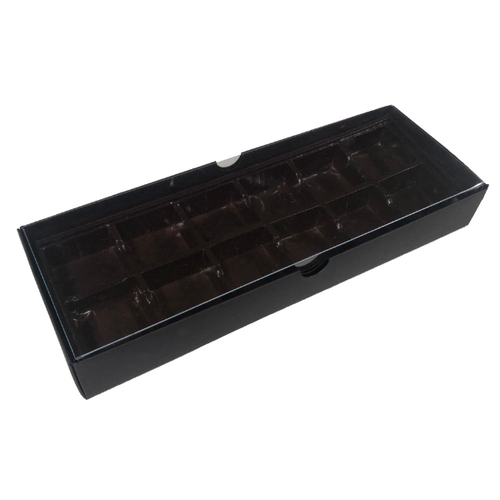 Choc Box 12 Black Base, Clear Lid and Tray