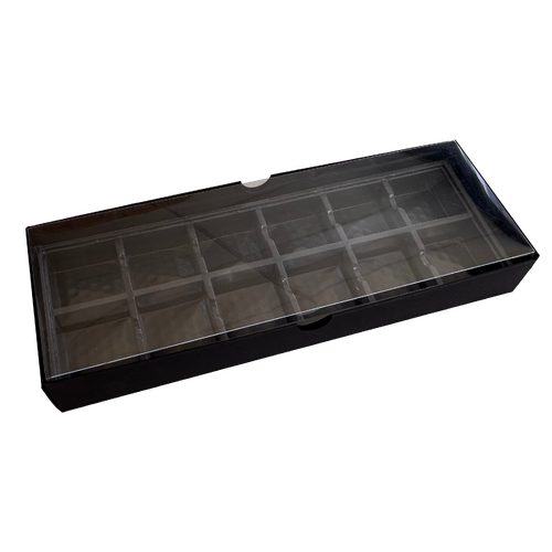 Choc Box 12 Black Base, Clear Lid and Tray
