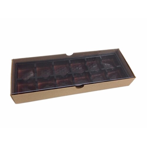 Choc Box 12 Kraft Base, Clear Lid and Tray
