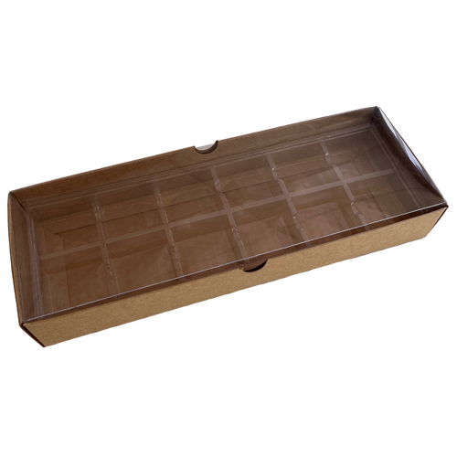 Choc Box 12 Kraft Base, Clear Lid and Tray