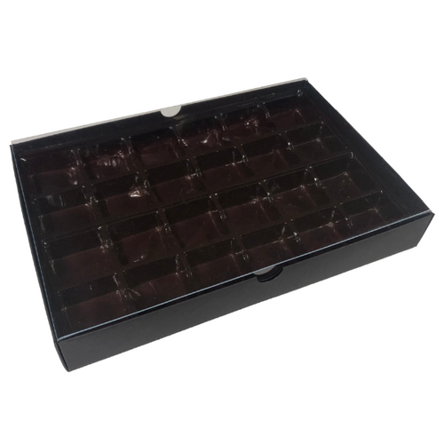 Choc Box 24 Black Base, Clear Lid and Tray