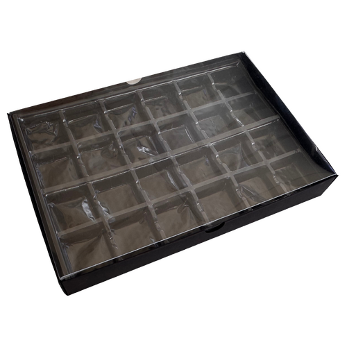 Choc Box 24 Black Base, Clear Lid and Tray