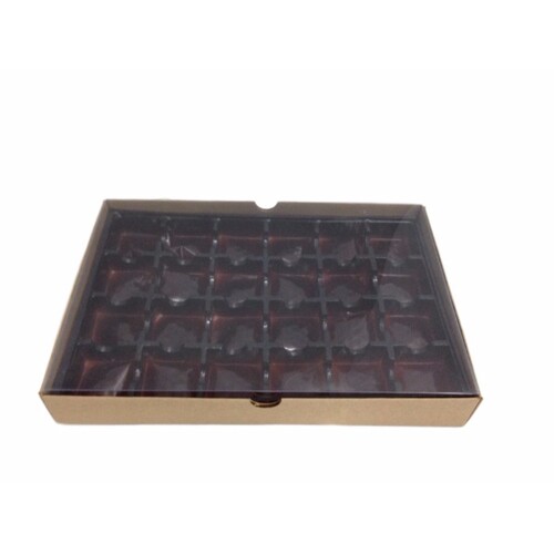 Choc Box 24 Kraft Base, Clear Lid and Tray