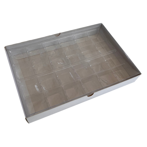 Choc Box 24 White Base, Clear Lid and Tray