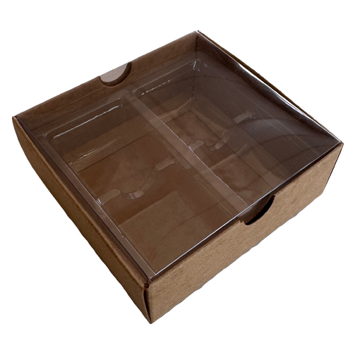 Choc Box 4 Kraft Base, Clear Lid and Tray