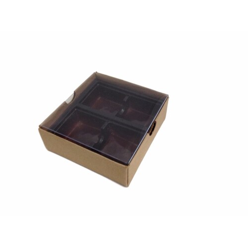 Choc Box 4 Kraft Base, Clear Lid and Tray