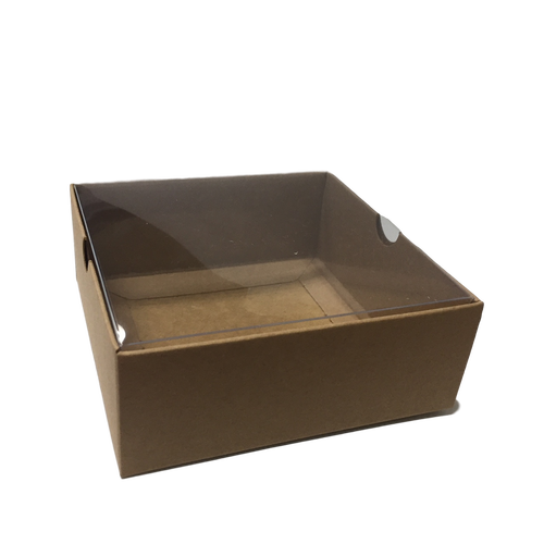 Square Box 100 Kraft Clear Lid