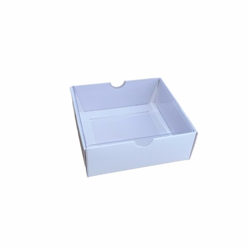 Square Box 100 White Clear Lid