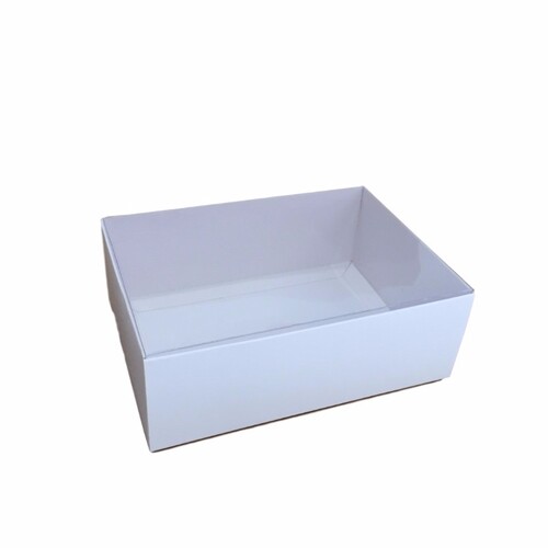 Rectangle Box 195 White Clear Lid
