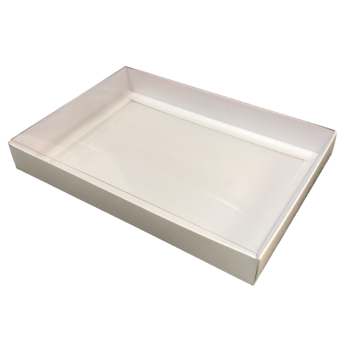 Rectangle Box A5 White Clear Lid