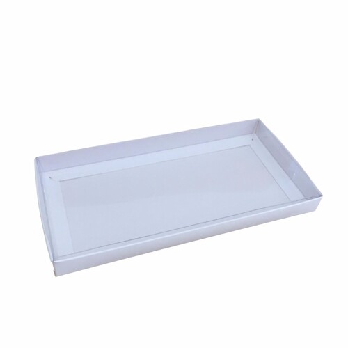 Rectangle Box DL White Clear Lid