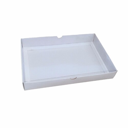 Rectangle Box 24 White Clear Lid