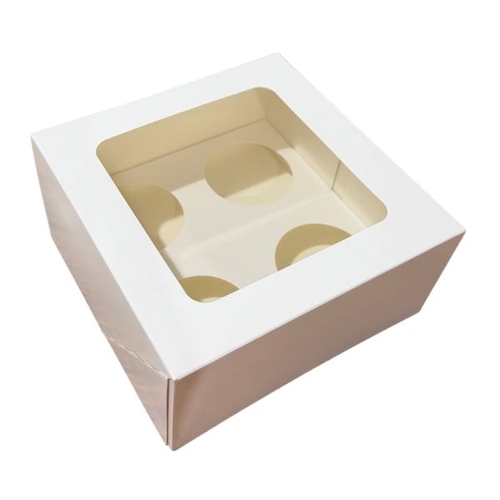 Cupcake Box 4 w Insert White