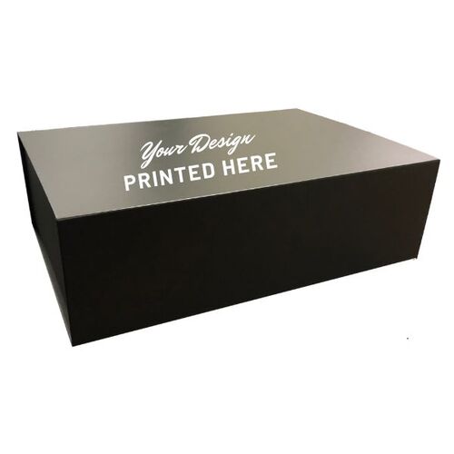 Magnetic Collapsible Box Document SF Matte Black - Custom Printed Lid