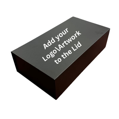 Magnetic Collapsible Box Dbl Wine  SF Matte Black - Custom Printed Lid