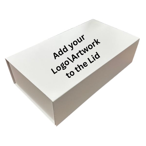 Magnetic Collapsible Box Dbl Wine  SF Matte White - Custom Printed Lid