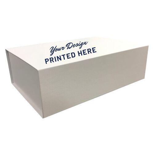 Magnetic Collapsible Box Large SF Matte White - Custom Printed Lid