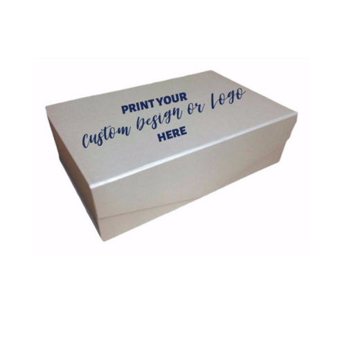 Collapsible Rigid Box Large Silver - Custom Printed Lid