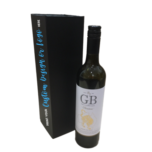 Magnetic Collapsible Wine Box Gloss Black - Custom Printed Lid
