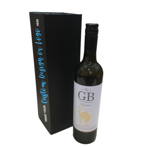 Magnetic Collapsible Wine Box Matte Black - Custom Printed Lid