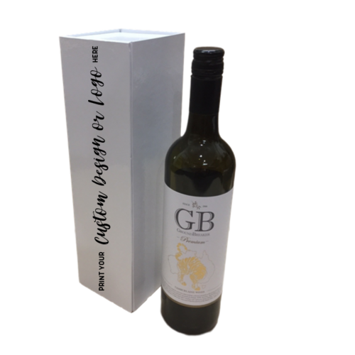 Magnetic Collapsible Wine Box Matte White - Custom Printed Lid