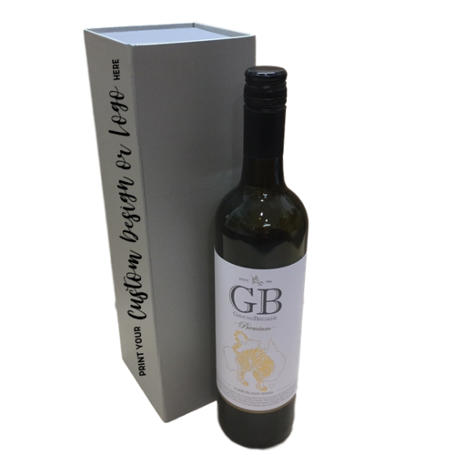 Collapsible Wine Box Silver - Custom Printed Lid