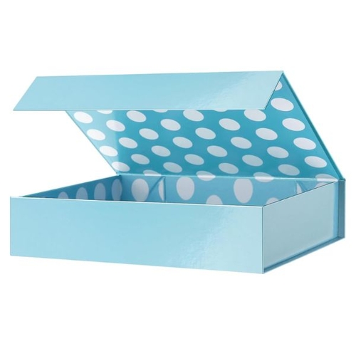 Magnetic Collapsible Box Light Blue Polka Dot