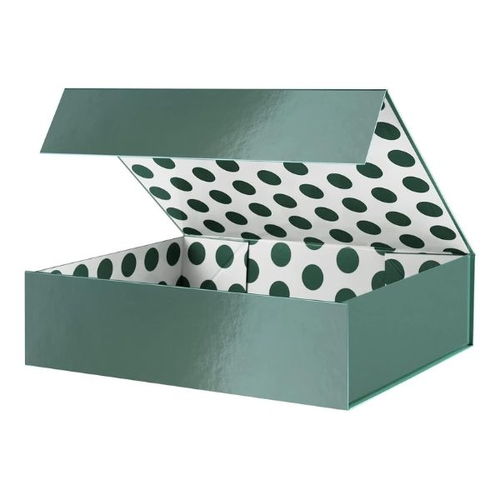 Magnetic Collapsible Box Green Polka Dot