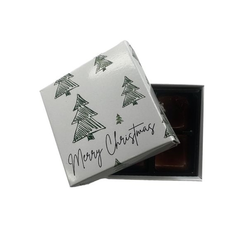 Choc Box 4 White Base,  Christmas 'Green Trees' Lid and Tray