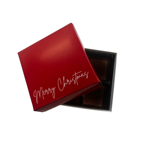 Choc Box 4 White Base, Christmas Red Lid and Tray