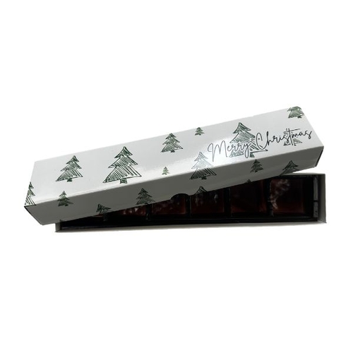 Choc Box 6 White Base,  Christmas 'Green Trees' Lid and Tray