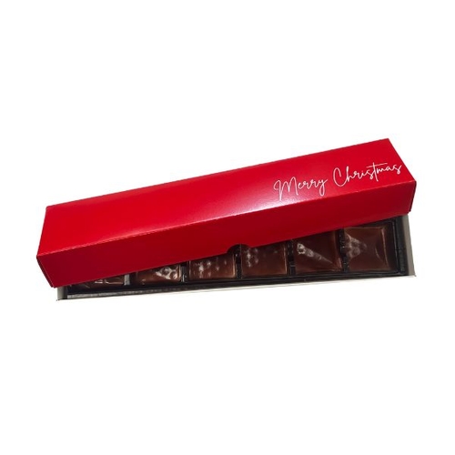 Choc Box 6 White Base,  Christmas Red  Lid and Tray