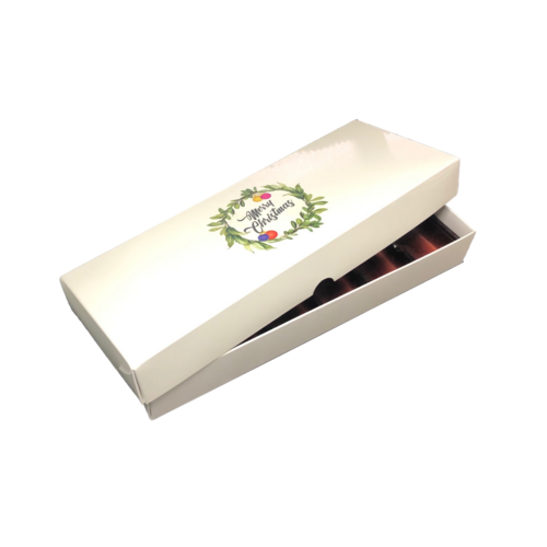 Choc Box 12 White Base, Christmas Wreath Lid and Tray