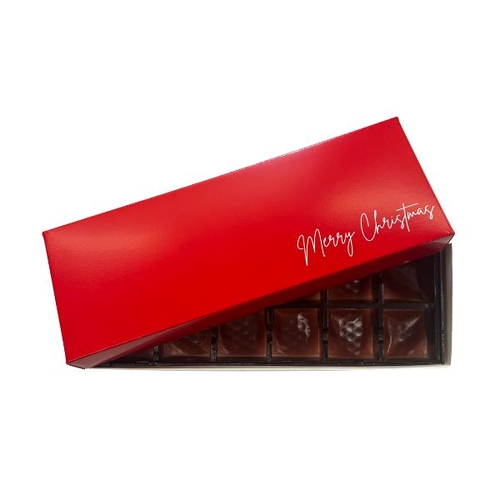 Choc Box 12 White Base, Christmas Red  Lid and Tray