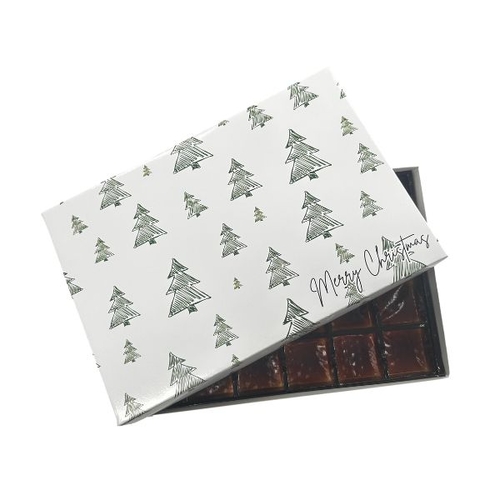 Choc Box 24 White Base,  Christmas 'Green Trees' Lid and Tray