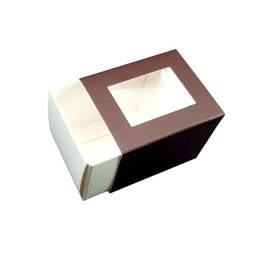 Macaron Box with Window 2 Pack Brown Matte