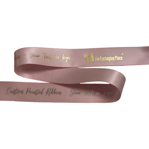 Custom Printing on Double Faced Satin Ribbon - Printed Brown Ribbon