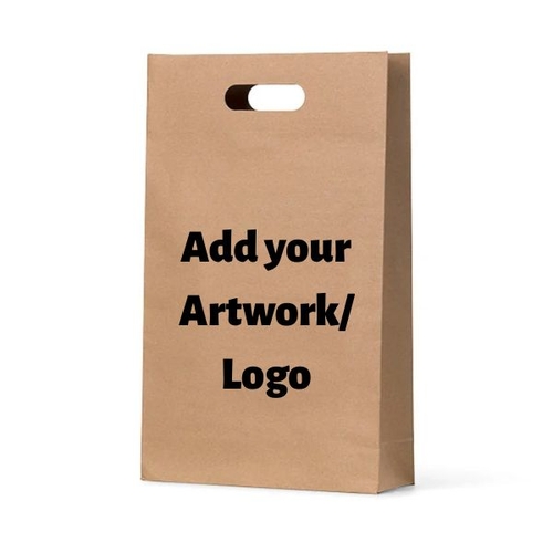 Custom Printed 1 Side Brown Kraft Die Cut Triple Wine Bag