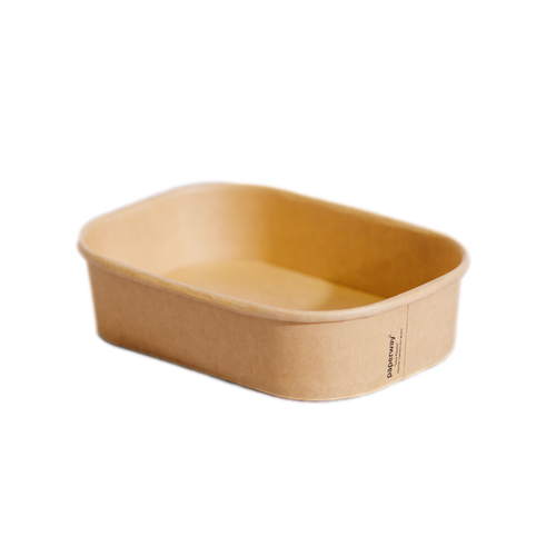 Rectangular Compostable Container 500ml Kraft - PK