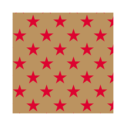 Paper Wrap Red Stars on Kraft 500mm x 50m