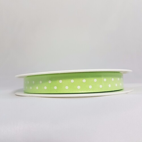 Ribbon Poly with White Dots 10 Lime
