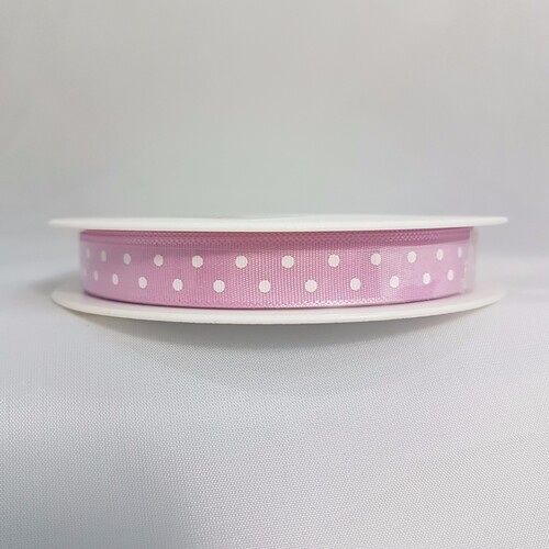 Ribbon Poly with White Dots 10 Pink